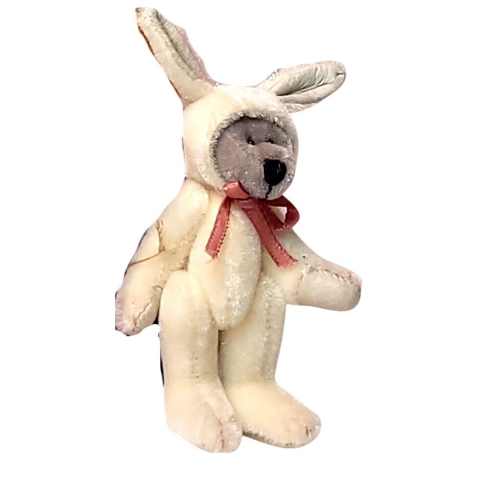 3" Boyd's Bear 1999 Vintage TF Wuzzie Poseable Jointed Tilly Bear in Bunny Suit